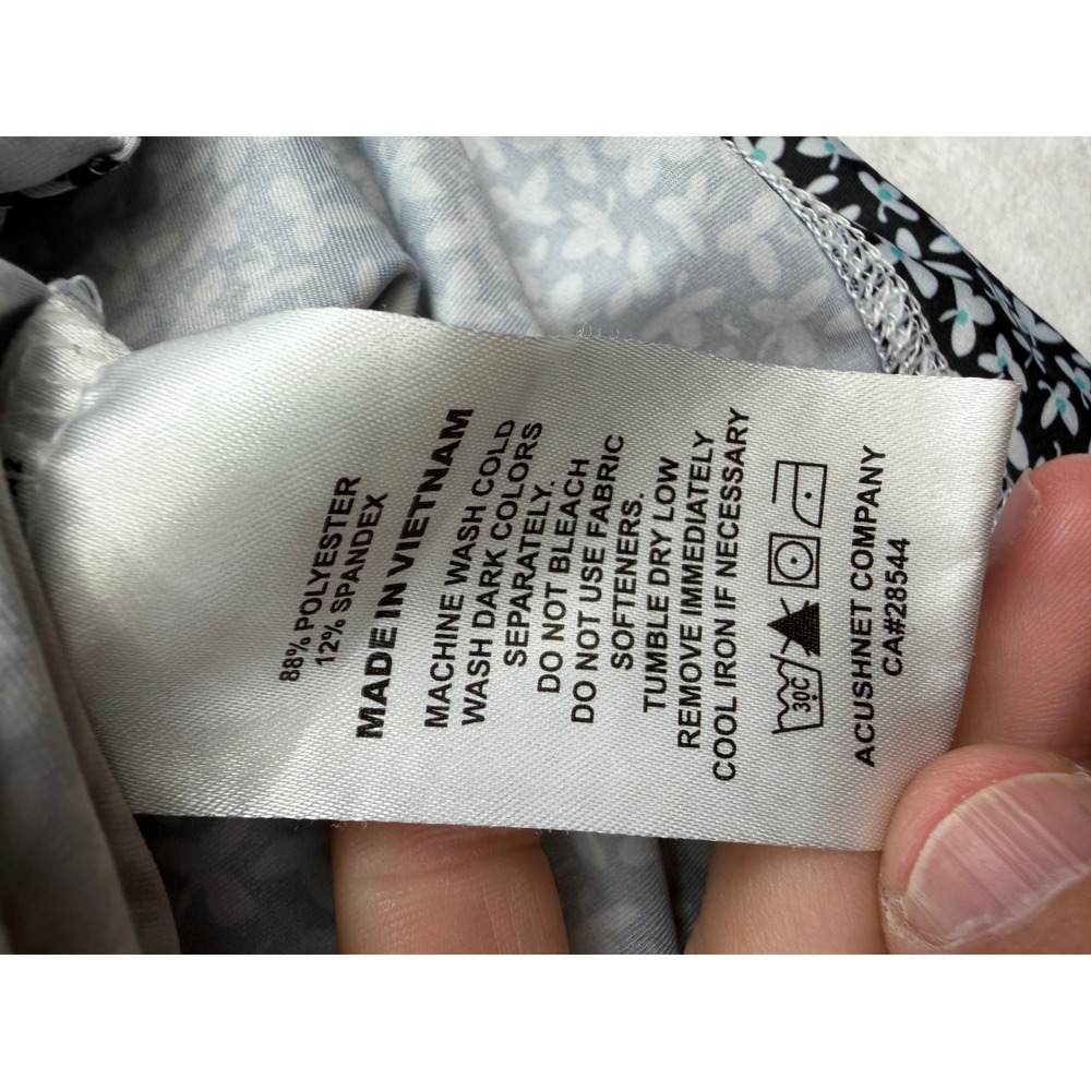 Footjoy Mens Golf Polo Shirt XL Black White Floral Print Stoney Creek Golf Club - Picture 6 of 9